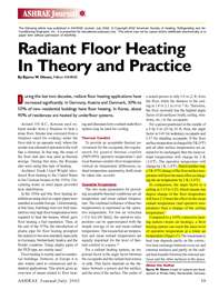 ASHRAE Journal: Radiant Floor Heating in Theory and Practice