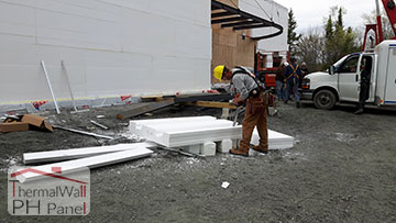 13. ThermalWall PH Passive House Insulated Wall Panels are easily cut with a chainsaw