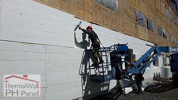 2. Apply spray foam to the butt joints where the ThermalWall PH Passive House Insulated Wall Panel is to be installed