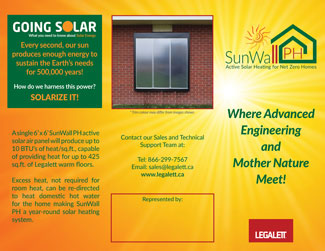 Legalett Tri-Fold Brochure for SunWall PH Panel Active Solar Heating Panels for Net Zero Energy Designs